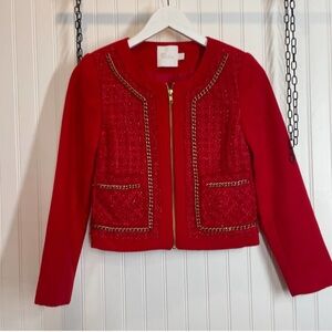 ASOS Red Blazer with Gold Chain Detail